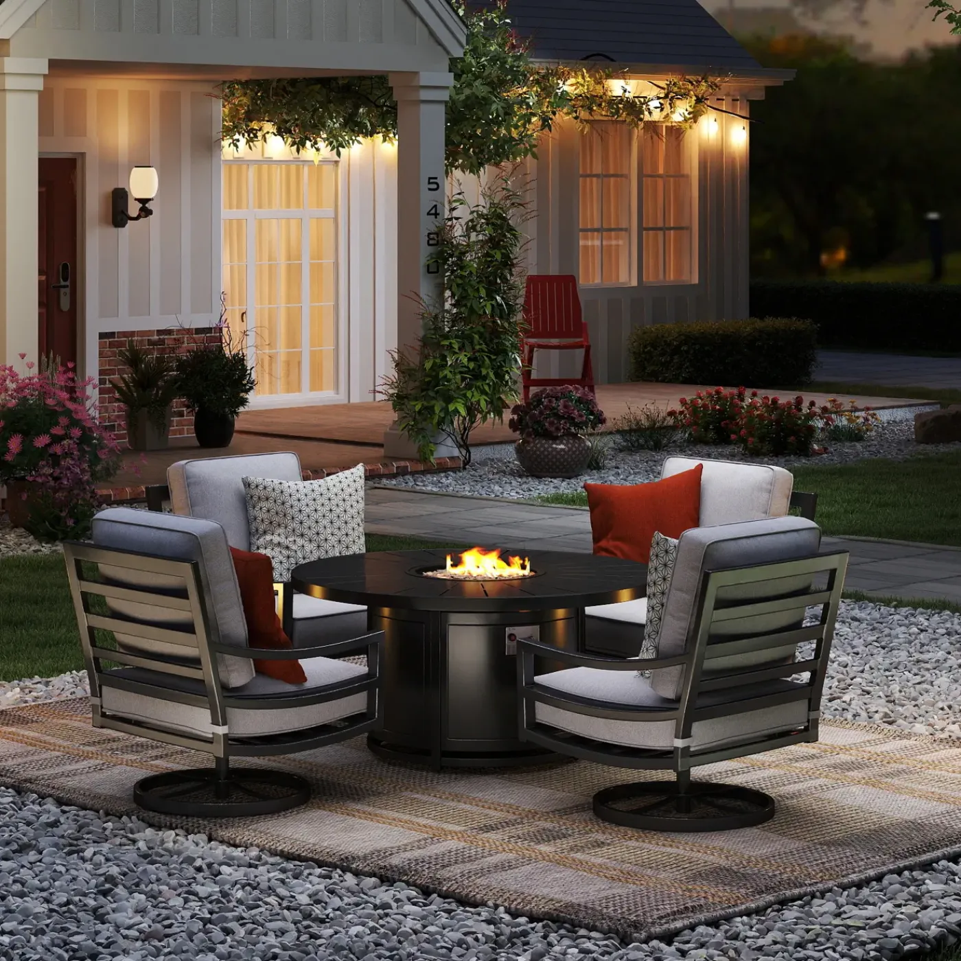 Online Tahoe Outdoor Fire Chat Set-New! Tahoe Outdoor Fire Chat Set Outdoor Seating|Outdoor Furniture Sets