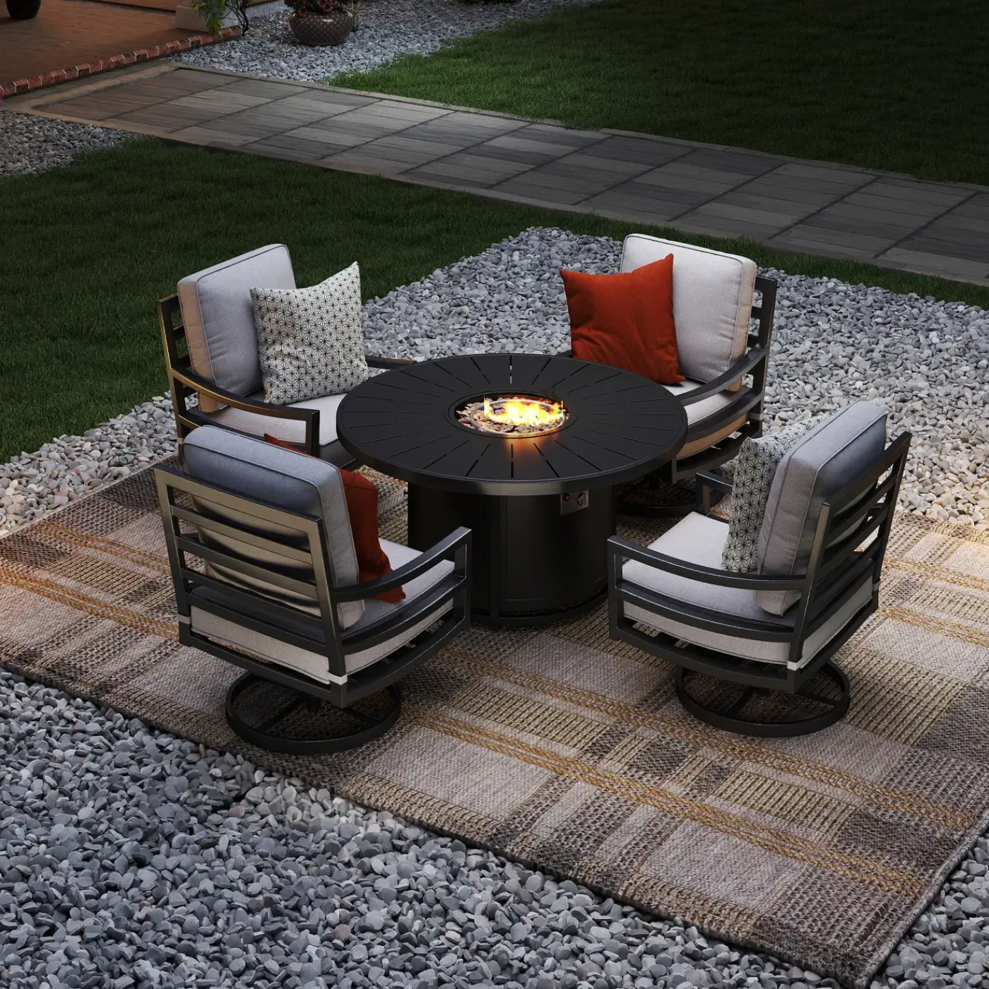 Online Tahoe Outdoor Fire Chat Set-New! Tahoe Outdoor Fire Chat Set Outdoor Seating|Outdoor Furniture Sets
