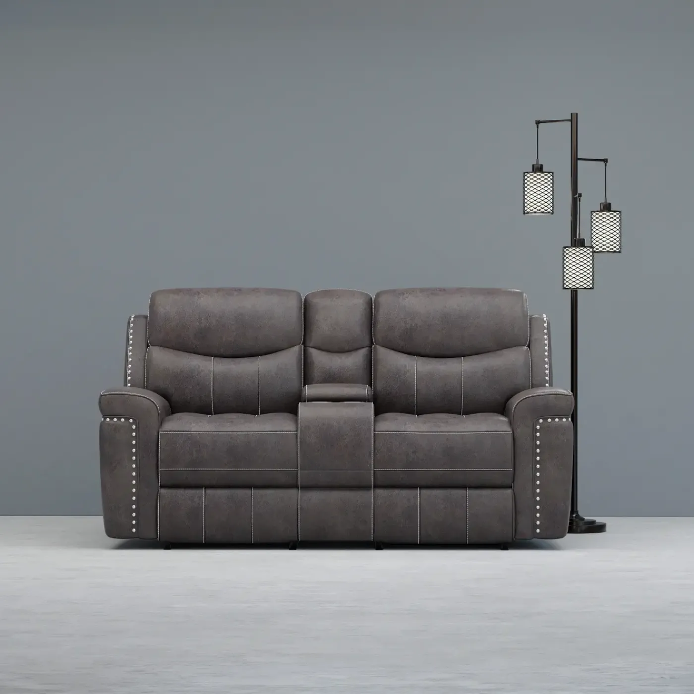 Triplex Power Reclining Console Loveseat Reclining Furniture