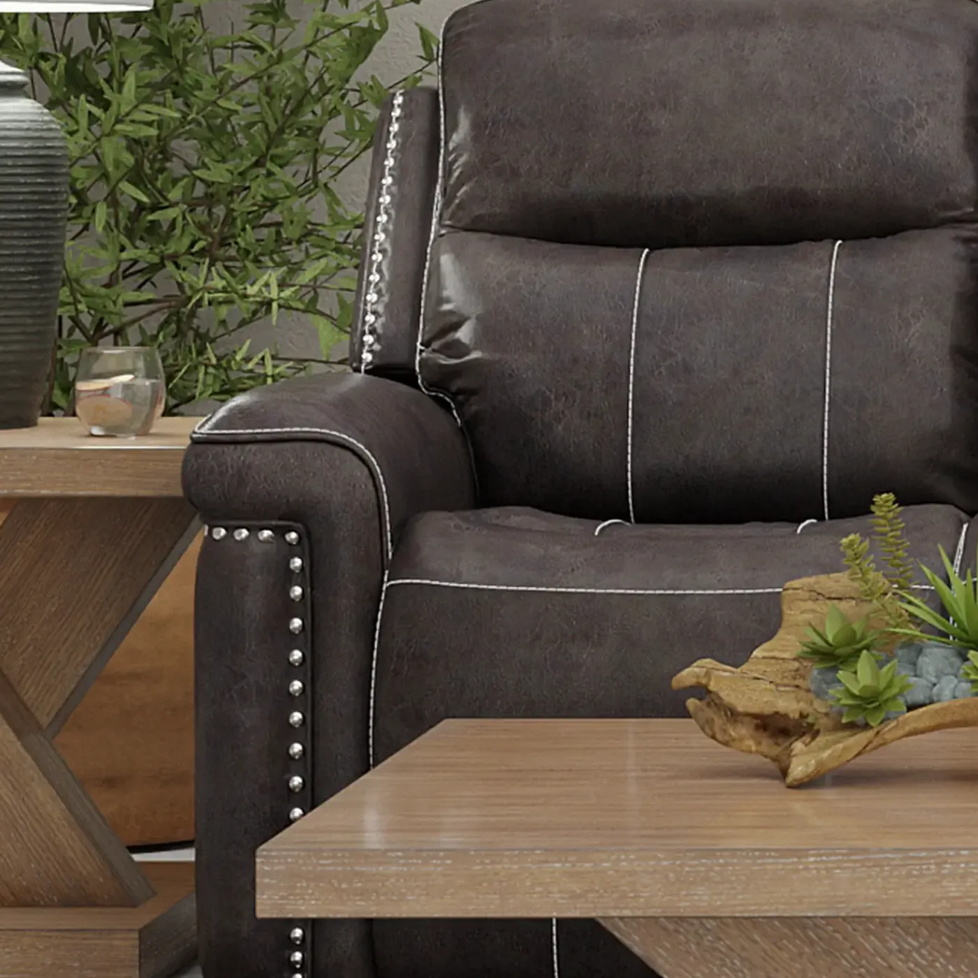 Triplex Power Reclining Console Loveseat Reclining Furniture