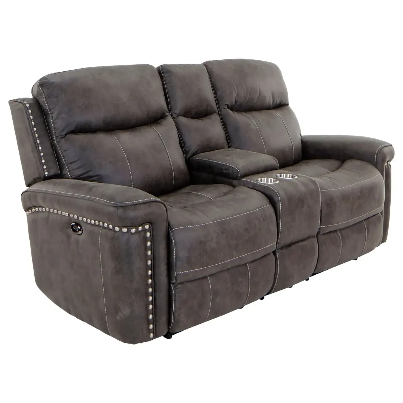 Triplex Power Reclining Console Loveseat Reclining Furniture