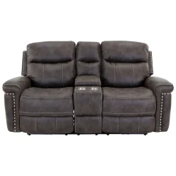 Triplex Power Reclining Console Loveseat Reclining Furniture