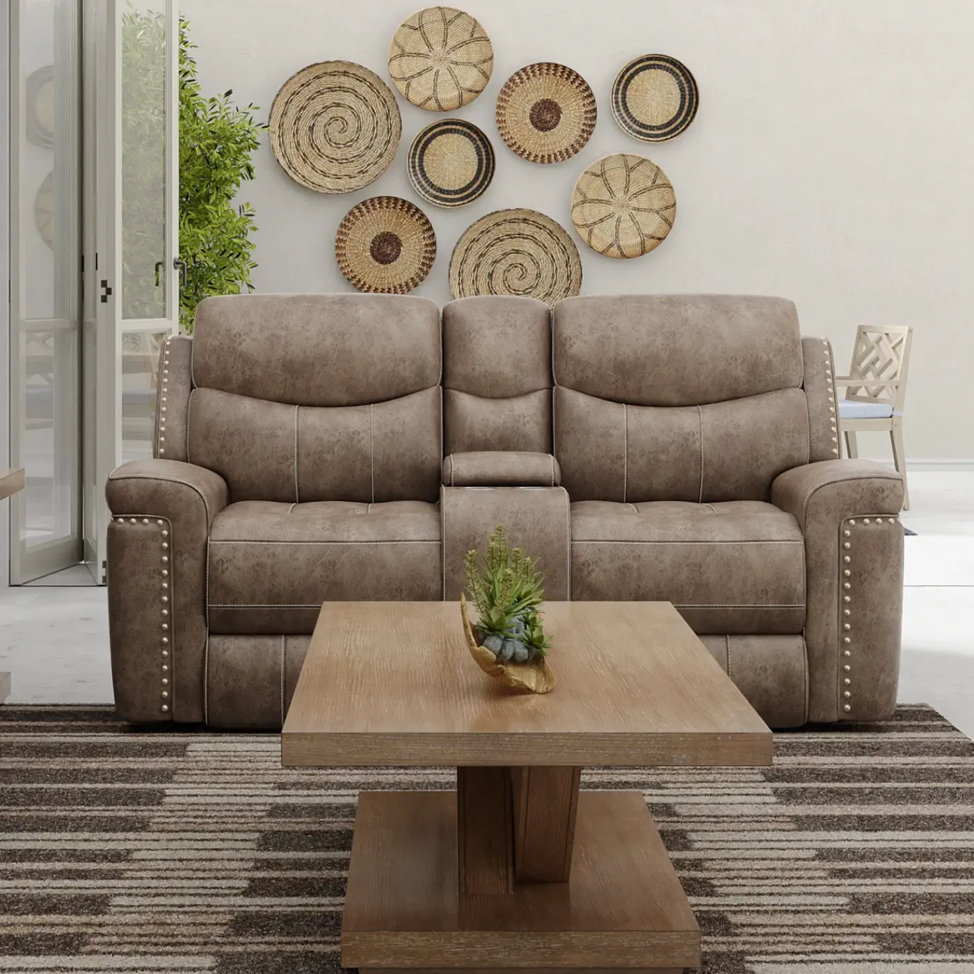 Sale Triplex Power Reclining Console Loveseat Reclining Furniture