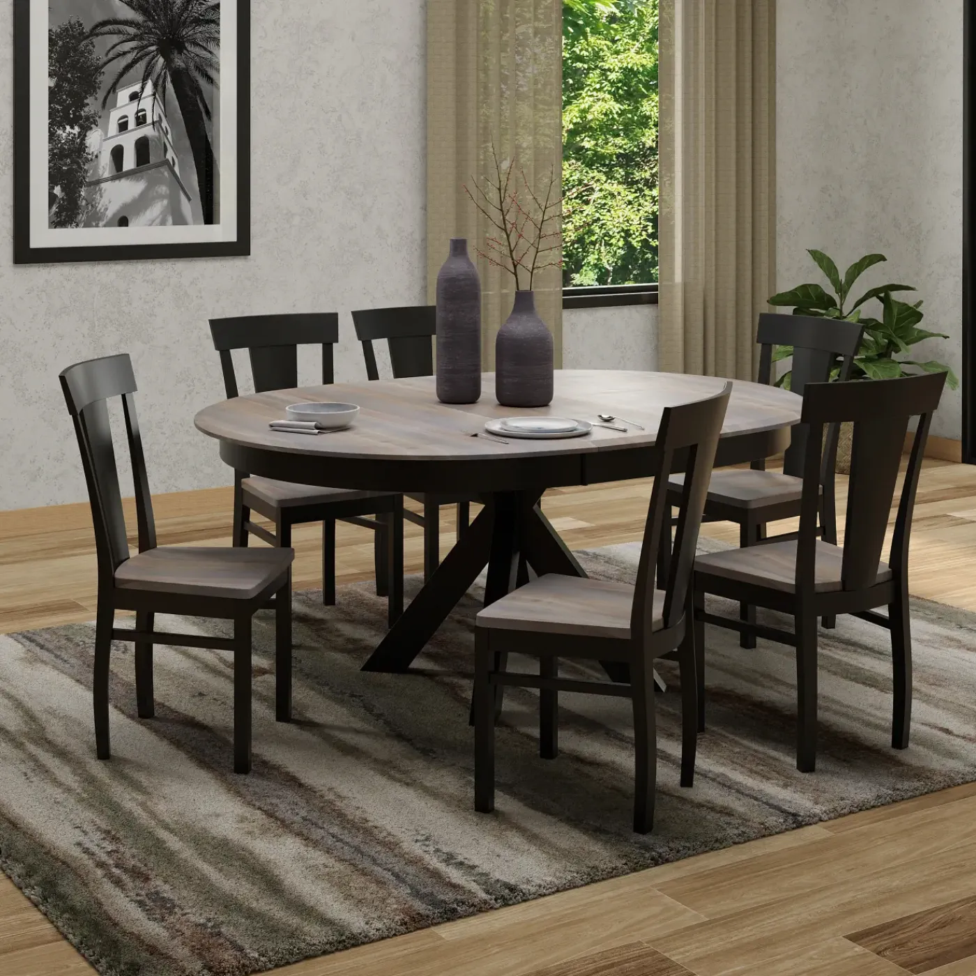 New Vibrance Extendable Round Dining Table& 6 Chairs With Custom Finish Options Dining Room Sets|All Outlet & Clearance Items