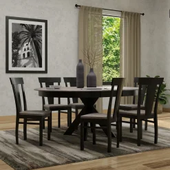 New Vibrance Extendable Round Dining Table& 6 Chairs With Custom Finish Options Dining Room Sets|All Outlet & Clearance Items