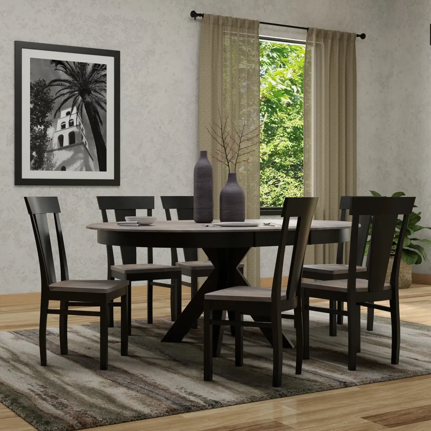 New Vibrance Extendable Round Dining Table& 6 Chairs With Custom Finish Options Dining Room Sets|All Outlet & Clearance Items