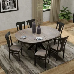 New Vibrance Extendable Round Dining Table& 6 Chairs With Custom Finish Options Dining Room Sets|All Outlet & Clearance Items