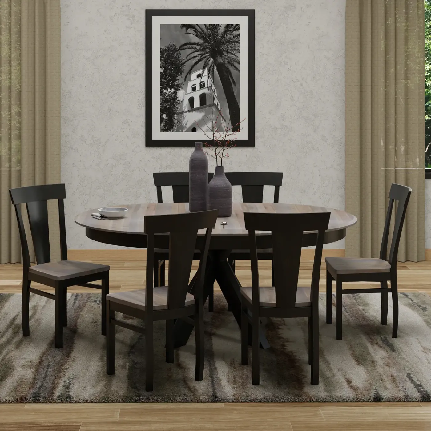 New Vibrance Extendable Round Dining Table& 6 Chairs With Custom Finish Options Dining Room Sets|All Outlet & Clearance Items