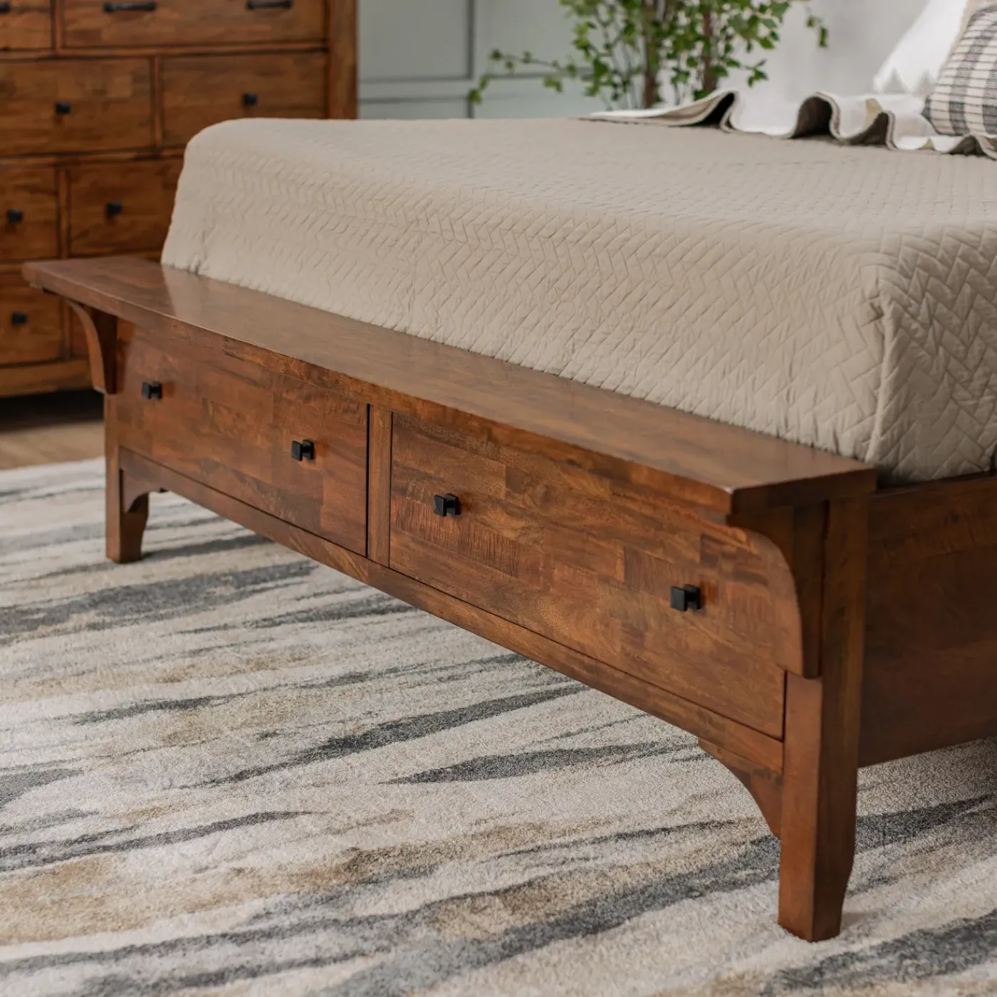 Clearance Wisteria Eastern King Storage Sleigh Bed, Dresser, Mirror & Nightstand Bedroom Sets