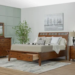 Clearance Wisteria Eastern King Storage Sleigh Bed, Dresser, Mirror & Nightstand Bedroom Sets