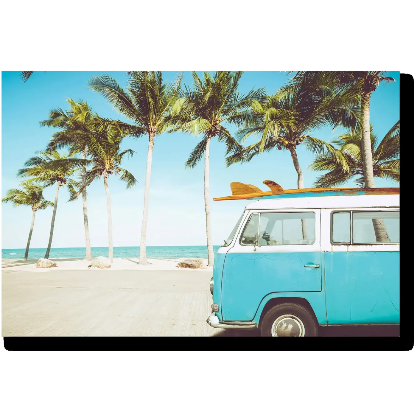Sale 60x40 VW Bus by the Beach Glass Wall Art Wall Art