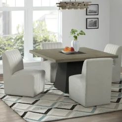 Sale Zander 5pc Dining Set: Table & 4 Upholstered Side Chairs Dining Room Sets