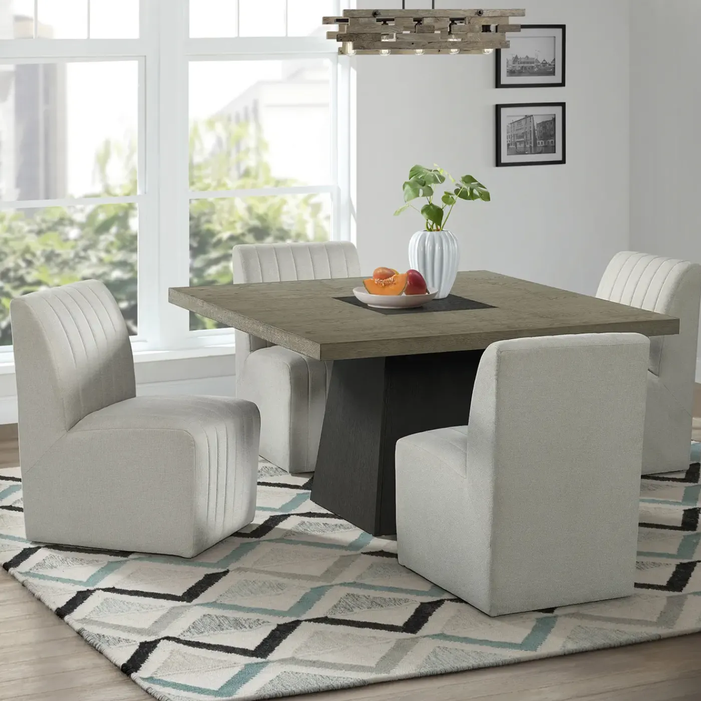 Sale Zander 5pc Dining Set: Table & 4 Upholstered Side Chairs Dining Room Sets